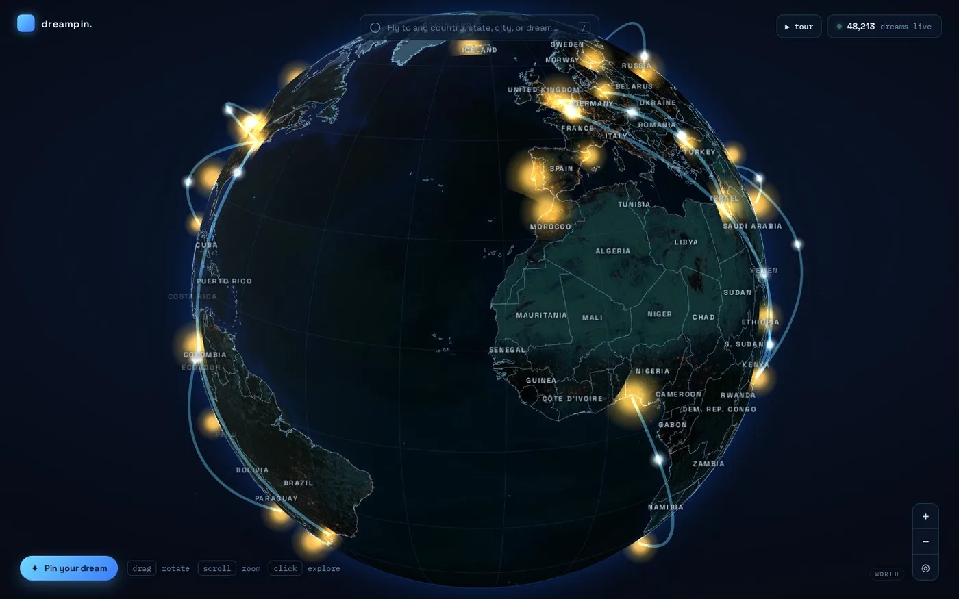 Dream Globe — Interactive 3D Night Earth banner